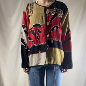 Charming vintage Erica Brooke Collection patchwork cardigan